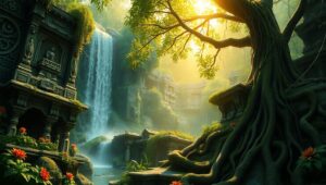 Mysteries of the Ancient Jungle Ruins – free AI stock image