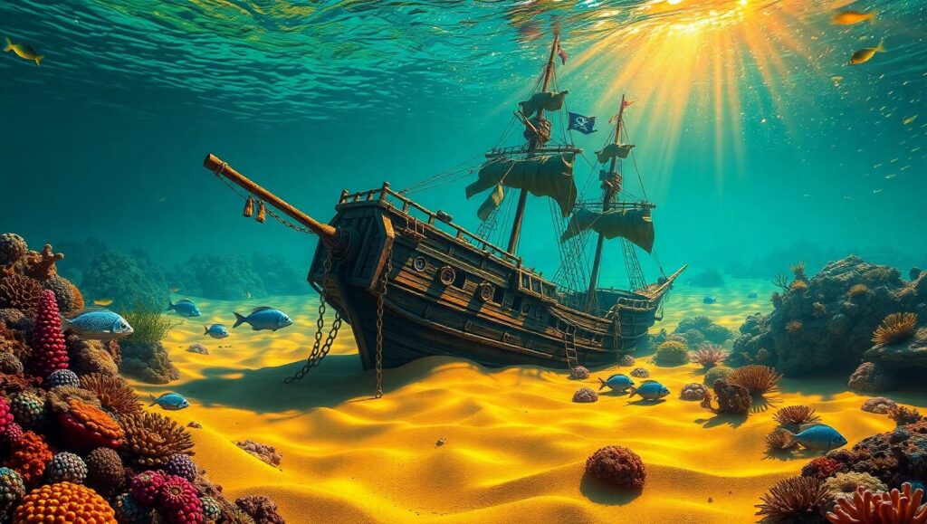 Mysteries of the Sunken Ship – free AI stock image