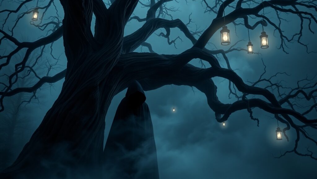 Mysterious Figure in Eerie Mist – free AI stock image