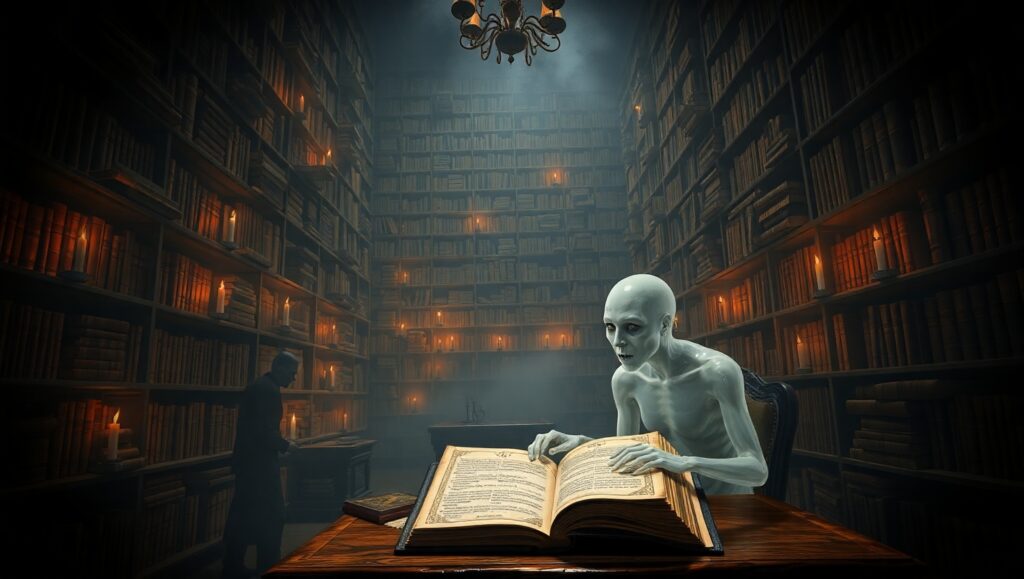 Mysterious Haunt of the Haunted Library – free AI stock image