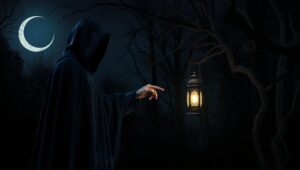Mystery in the Moonlit Forest – free AI stock image