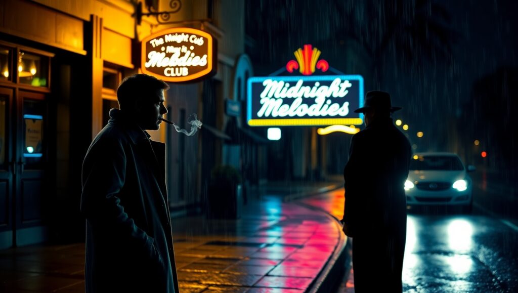 Mystery Under the City Lights – free AI stock image