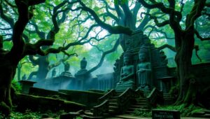 Mystical Ancient Temple in Nature – free AI stock image