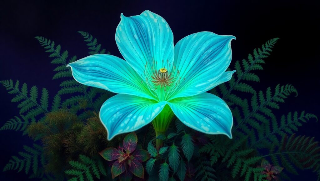 Mystical Botanical Flora at Night – free AI stock image