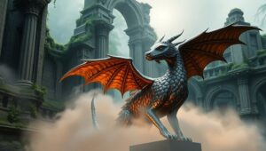 Mystical Bronze Creature Emerges – free AI stock image