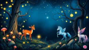 Mystical Forest Chalkboard Scene – free AI stock image