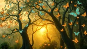 Mystical Forest of Human Trees – free AI stock image