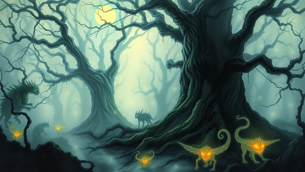 Mystical Forest Under Moonlight wOK – free AI stock image