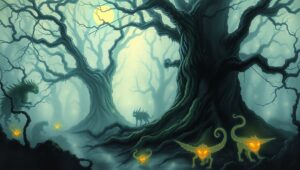 Mystical Forest Under Moonlight wOK – free AI stock image