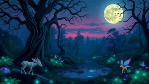 Mystical Forest Under Twilight – free AI stock image