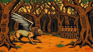 Mystical Hunt in Ancient Times – free AI stock image