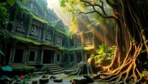Mystical Jungle Temple Ruins – free AI stock image