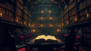 Mystical Library of Forgotten Knowledge – free AI stock image