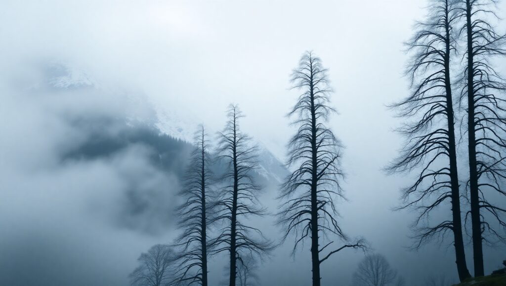 Mystical Mountains in Negative Space – free AI stock image