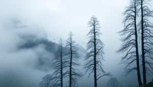 Mystical Mountains in Negative Space – free AI stock image