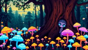 Mystical Pixel Forest at – free AI stock image