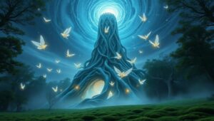 Mystical Tower of Celestial Vines – free AI stock image