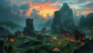 Mystical Twilight at Ancient Ruins – free AI stock image