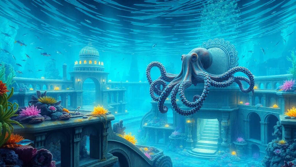 Mystical Underwater Coral City – free AI stock image