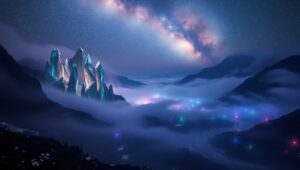Mystical Valley of Glowing Crystals – free AI stock image