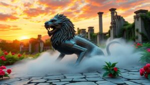 Mythical Creature in Bronze Elegance – free AI stock image