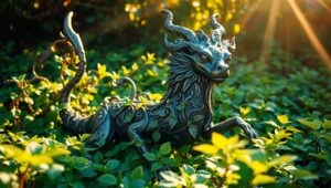 Mythical Creature in Bronze Splendor – free AI stock image