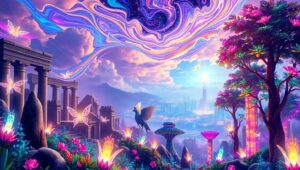Mythical Future Dreamscape – free AI stock image