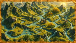 Mythical Land Topographic Map – free AI stock image