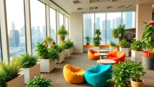 Nature-Inspired Startup Workspace Design – free AI stock image