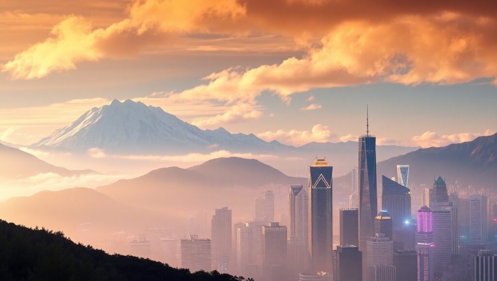 Nature Meets City in Dual Exposure – free AI stock image