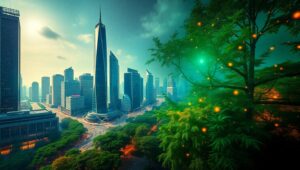 Nature Meets City in Harmony – free AI stock image