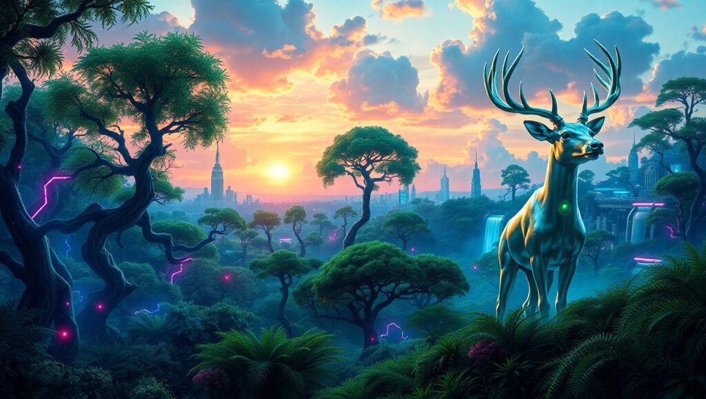 Nature Meets Future: A Digital Dreamscape – free AI stock image