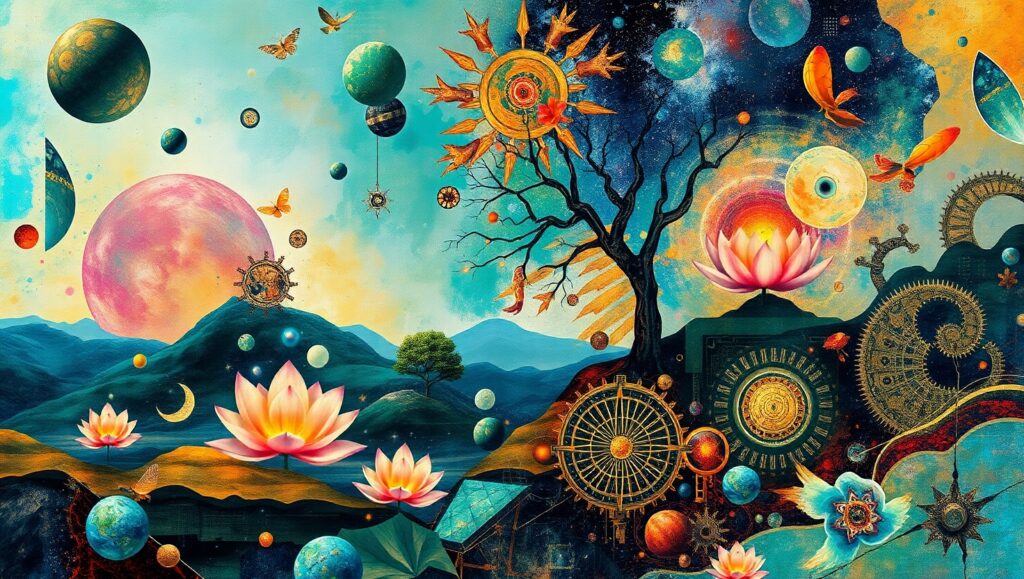 Nature Meets Technology in Collage r50 – free AI stock image