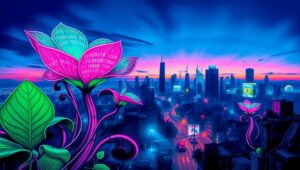 Nature Meets Technology in Graffiti – free AI stock image