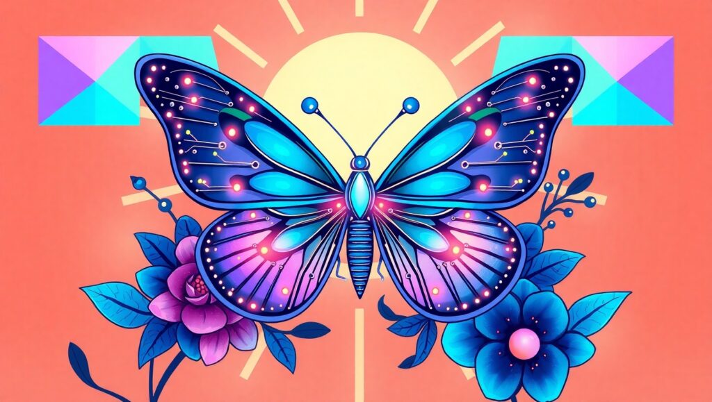 Nature Meets Technology in Line Art – free AI stock image
