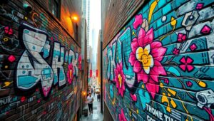 Nature Meets Technology in Urban Art – free AI stock image