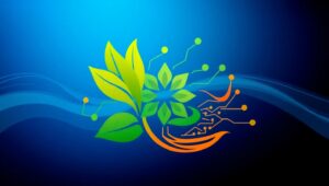 Nature Meets Technology Logo Concept – free AI stock image