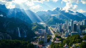 Nature Meets Urban: A Double Exposure – free AI stock image