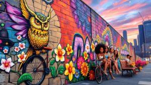 Nature Meets Urban Graffiti Art – free AI stock image