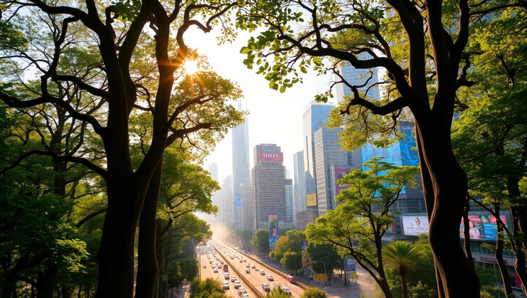 Nature Meets Urban in Double Exposure – free AI stock image