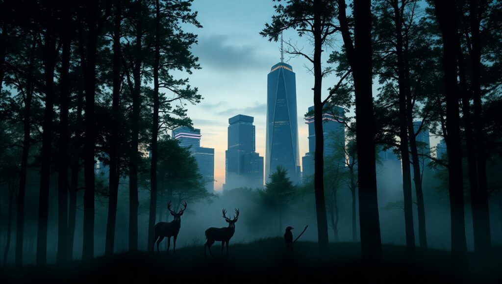 Nature Meets Urban Life in Harmony – free AI stock image