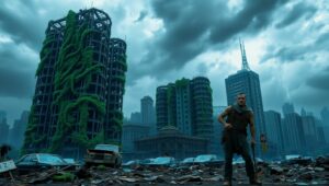 Nature Reclaims a Fallen City ucQ – free AI stock image