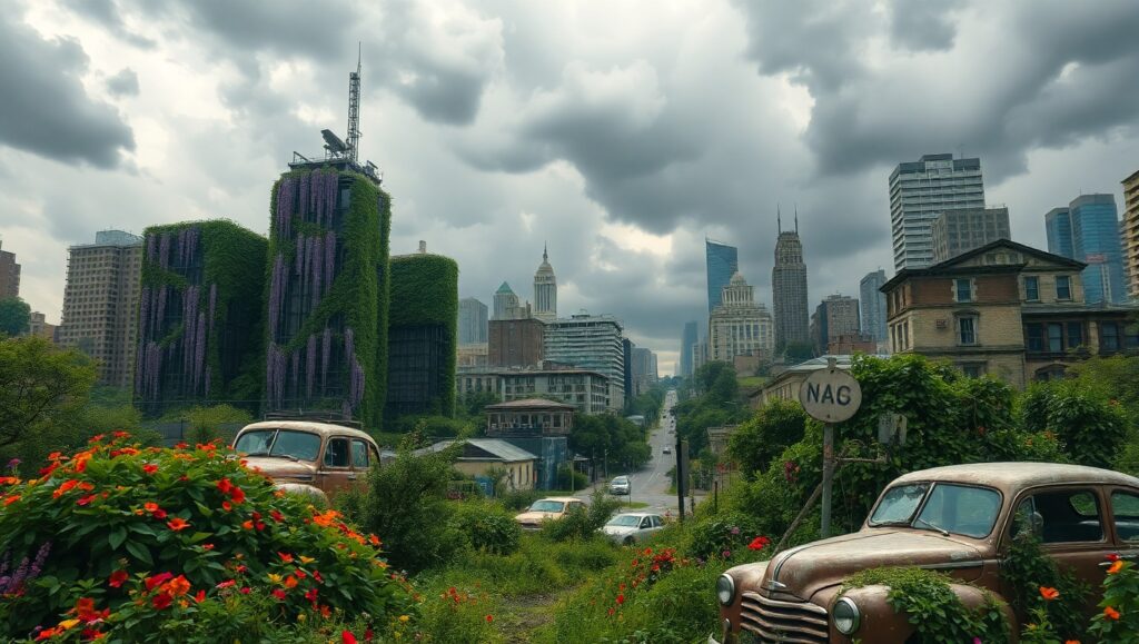 Nature Reclaims a Forgotten City axO – free AI stock image