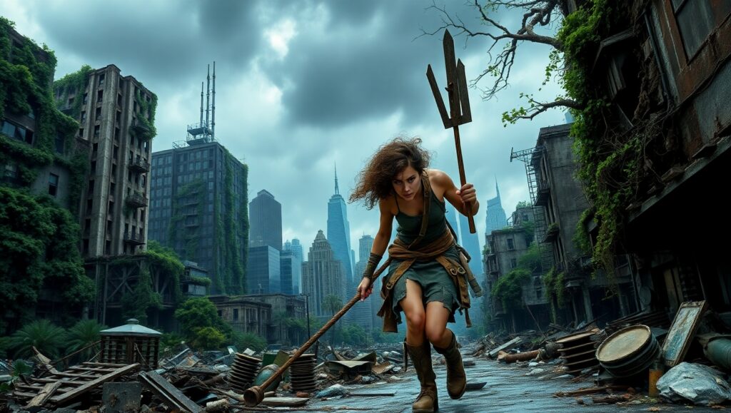 Nature Reclaims Abandoned Urban Landscape – free AI stock image