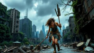 Nature Reclaims Abandoned Urban Landscape – free AI stock image