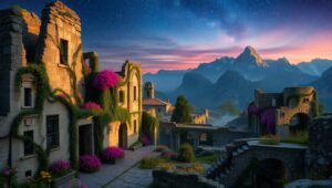 Nature Reclaims Ancient Ruins – free AI stock image