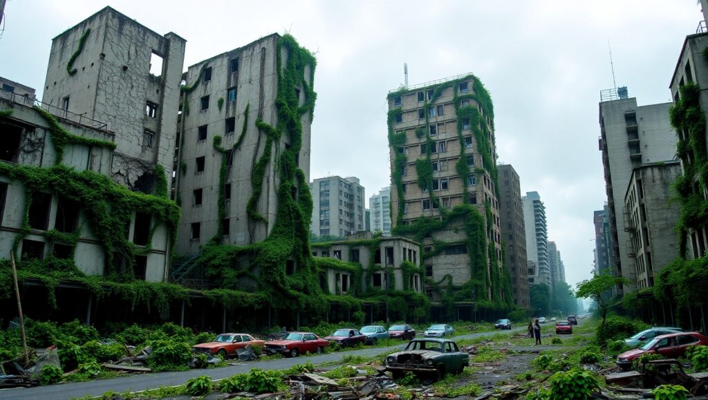 Nature Reclaims the Ruins 8kU – free AI stock image