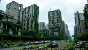 Nature Reclaims the Ruins 8kU – free AI stock image