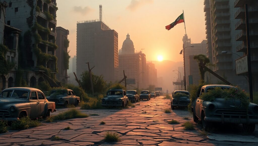 Nature Reclaims the Urban Jungle baf – free AI stock image