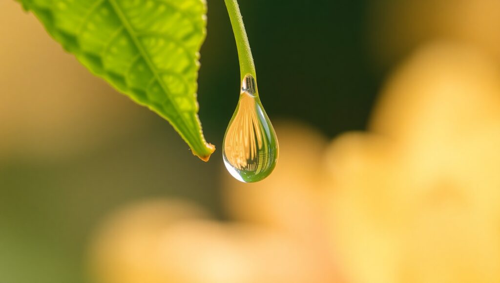 Nature’s Detail: Raindrop Reflection – free AI stock image